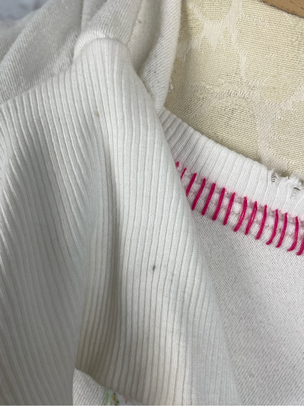 Free People x Tricia Fix Camden Patchwork Quilted Love Ivory Sweatshirt Size S - Picture 5 of 12